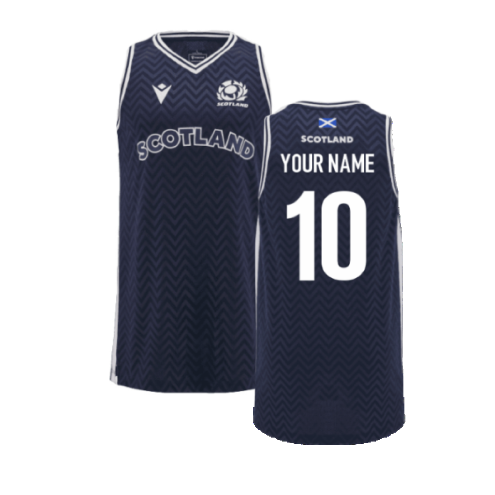2024-2025 Scotland Rugby Basketball Singlet (Navy) - Kids (Your Name)_2