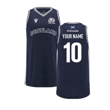 2024-2025 Scotland Rugby Basketball Singlet (Navy) - Kids (Your Name)_2
