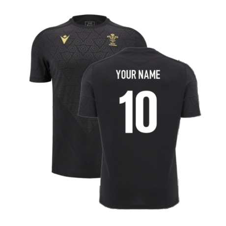 2024-2025 Wales Rugby WRU Poly Training Shirt (Black) - Kids (Your Name)_2