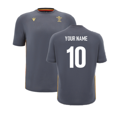 2024-2025 Wales Rugby Travel Cotton T-Shirt (Anthracite) - Kids (Your Name)_2