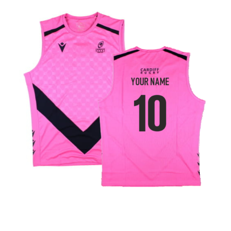 2024-2025 Cardiff Blues Rugby Sleeveless Training Shirt (Pink) (Your Name)_2