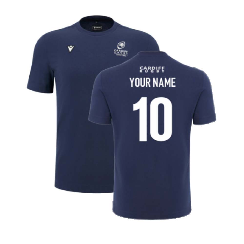 2024-2025 Cardiff Blues Rugby Cotton T-Shirt (Navy) (Your Name)_2