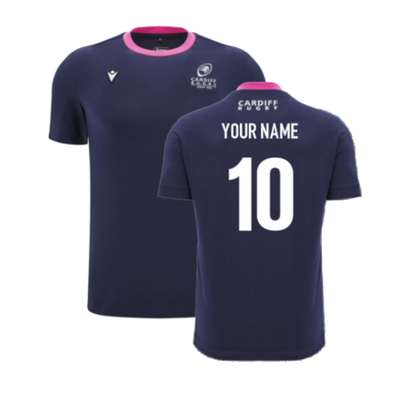 2024-2025 Cardiff Blues Rugby Ath Cotton Tee (Navy) (Your Name)_2