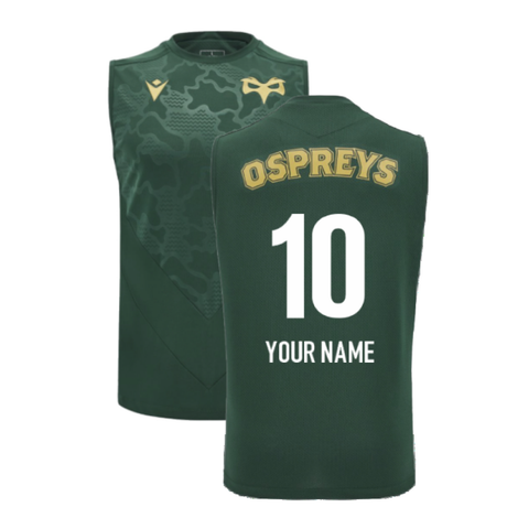 2024-2025 Ospreys Rugby Sleveeless Training Shirt (Green) (Your Name)_2