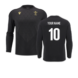 2024-2025 Wales Rugby LS Poly Training Shirt (Black) (Your Name)_2