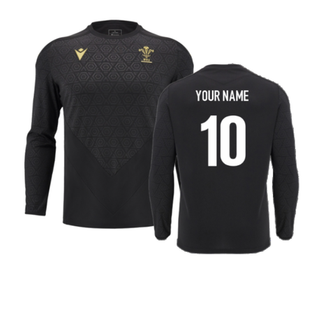 2024-2025 Wales Rugby LS Poly Training Shirt (Black) (Your Name)_2