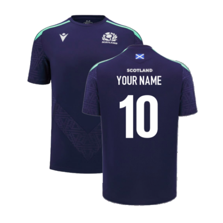 2024-2025 Scotland Rugby Training Poly Shirt (Navy) - Kids (Your Name)_2