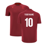 2025-2026 Wales WRU Rugby Travel Cotton Tee (Deep Red) (Your Name)_2