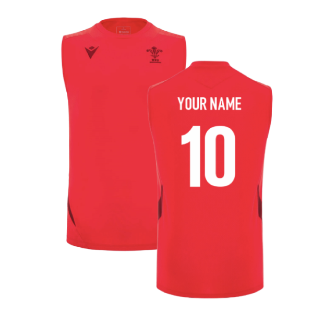2025-2026 Wales Rugby Training Sleeveless Shirt (Red) (Your Name)_2