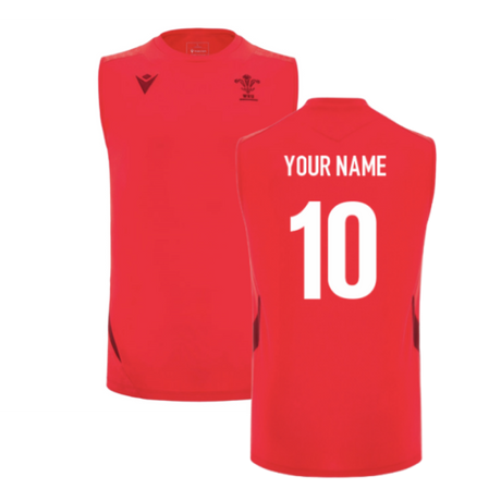2025-2026 Wales Rugby Training Sleeveless Shirt (Red) (Your Name)_2