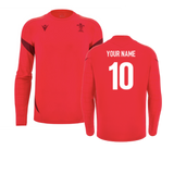 2025-2026 Wales WRU Rugby LS Player Training Shirt (Red) (Your Name)_2