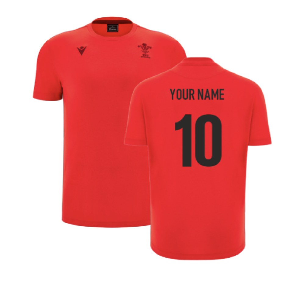 2025-2026 Wales WRU Rugby Travel Cotton Tee (Red) (Your Name)_2