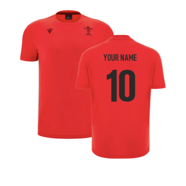2025-2026 Wales WRU Rugby Travel Cotton Tee (Red) (Your Name)_2