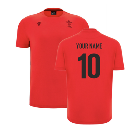 2025-2026 Wales WRU Travel Cotton Tee (Red) - Kids (Your Name)_2