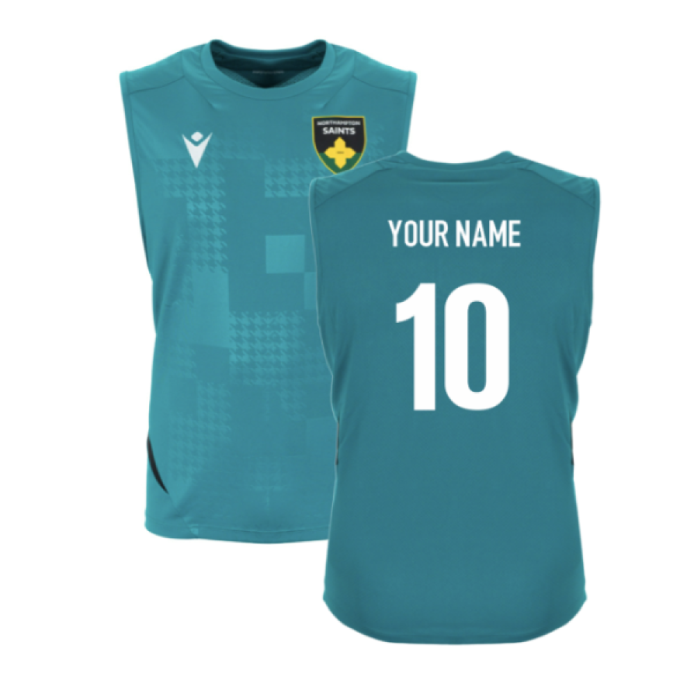 2025-2026 Northampton Saints Training Sleeveless Shirt (Green) (Your Name)_0