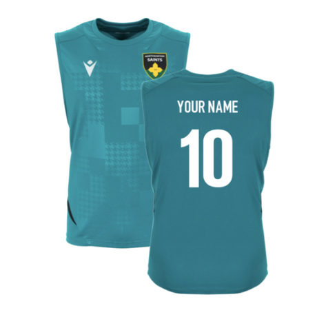 2025-2026 Northampton Saints Training Sleeveless Shirt (Green) (Your Name)_0