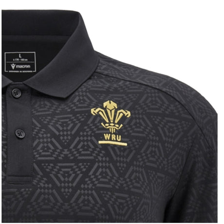 2024-2025 Wales Rugby WRU Travel Poly Polo Shirt (Black)_2
