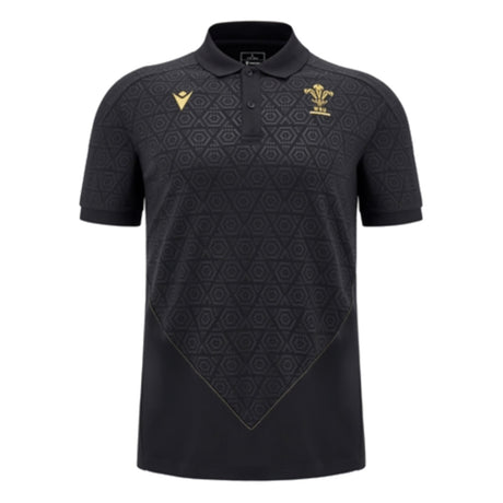2024-2025 Wales Rugby WRU Travel Poly Polo Shirt (Black)_2