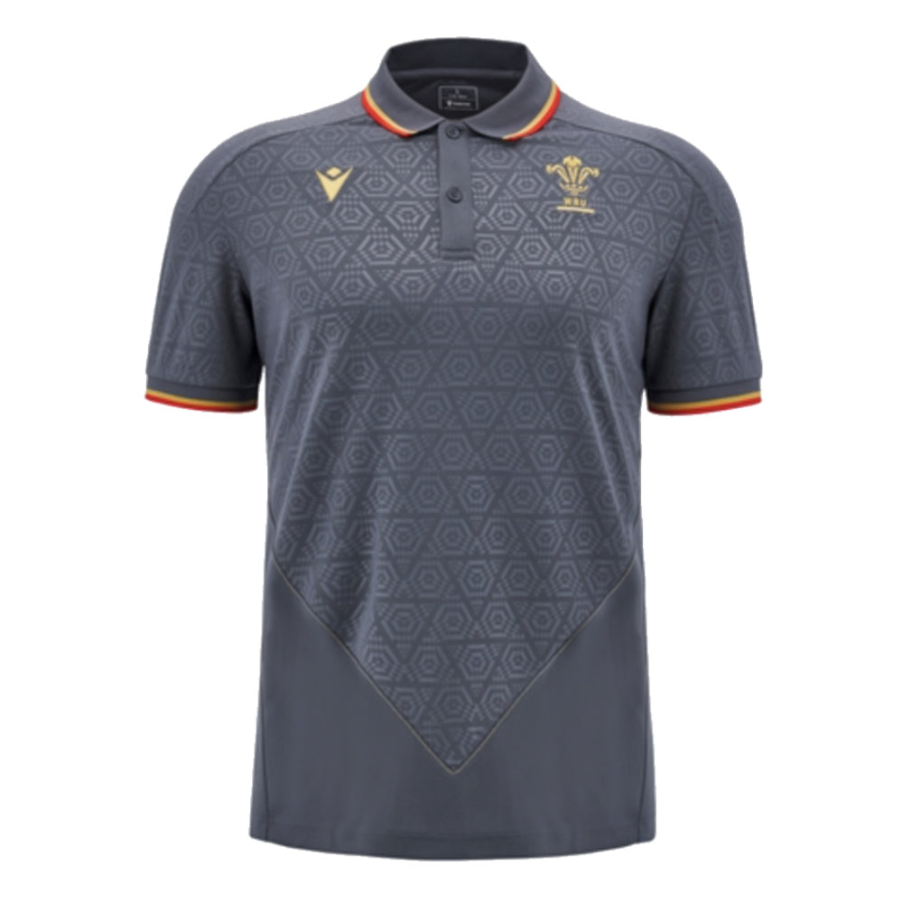 2024-2025 Wales WRU Rugby Travel Polo Shirt (Anthracite)_2