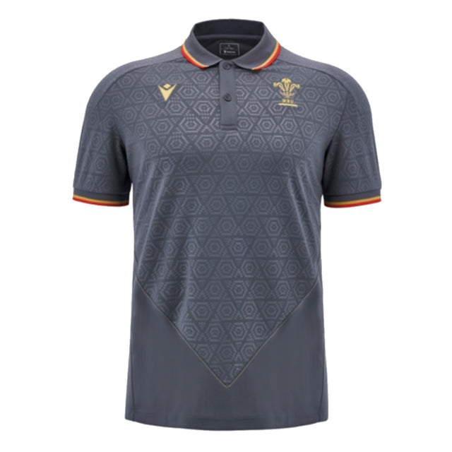2024-2025 Wales WRU Rugby Travel Polo Shirt (Anthracite)_2