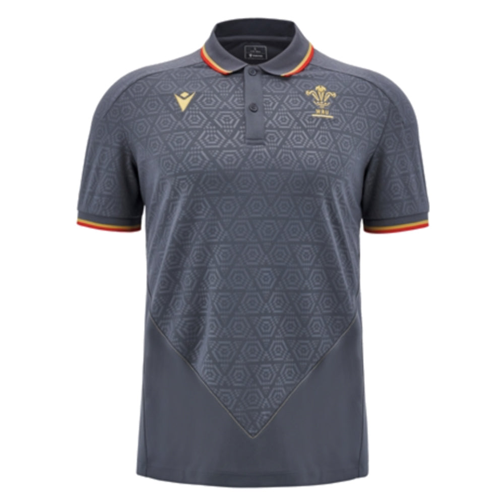 2024-2025 Wales WRU Rugby Travel Polo Shirt (Anthracite) - Kids_2