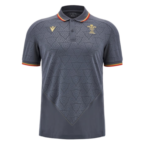 2024-2025 Wales WRU Rugby Travel Polo Shirt (Anthracite) - Kids_2