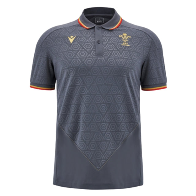2024-2025 Wales WRU Rugby Travel Polo Shirt (Anthracite) - Kids_2