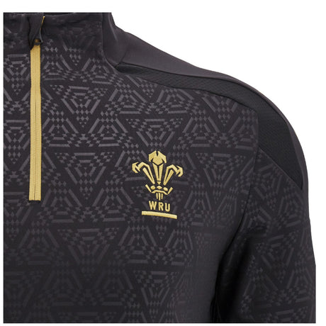 2024-2025 Wales WRU Rugby 1/4 Zip Training Top (Black) - Kids_3