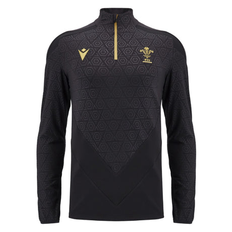 2024-2025 Wales WRU Rugby 1/4 Zip Training Top (Black) - Kids_3