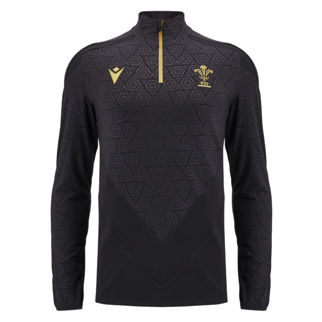 2024-2025 Wales WRU Rugby 1/4 Zip Training Top (Black) - Kids_3
