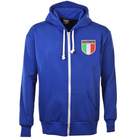 Italy 1975 Vintage Rugby Zipped Hoodie - Royal_0