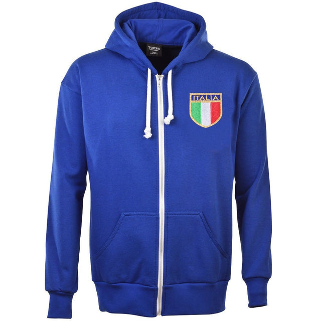 Italy 1975 Vintage Rugby Zipped Hoodie - Royal_0