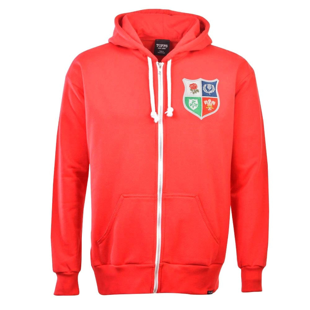 British & Irish Lions 1970s Vintage Rugby Zipped Hoodie Red_2